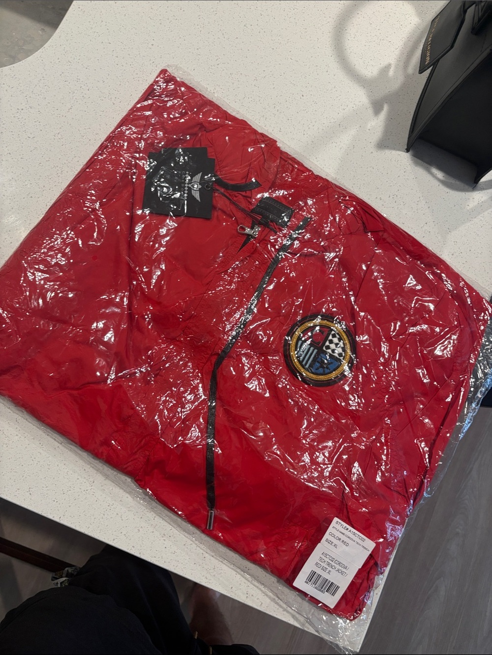 Red Hooded Jacket with Patch Detail (Cordova) Tech Trench